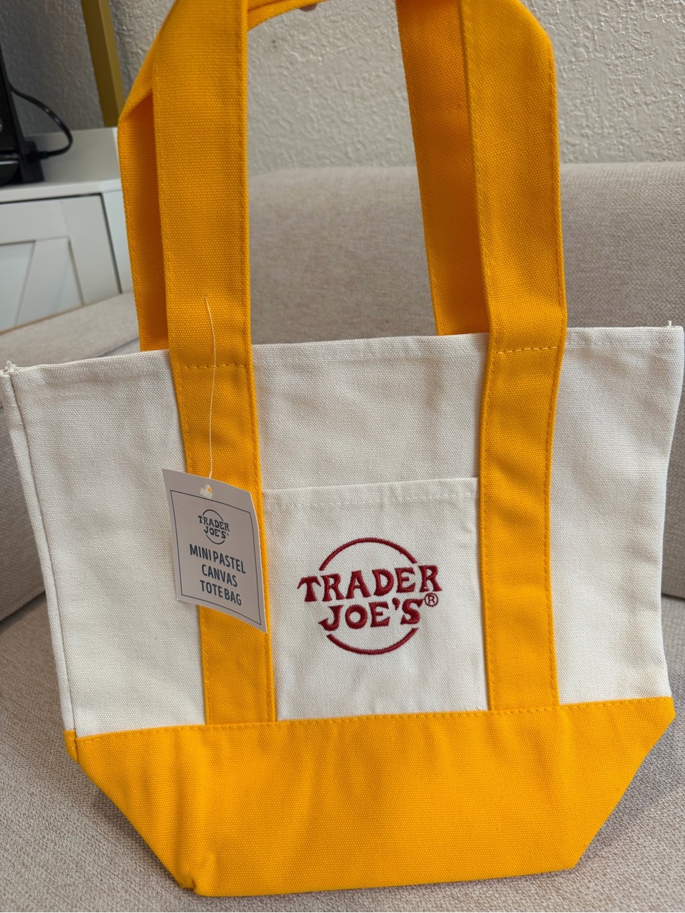 Yellow & Cream Canvas Tote Bag